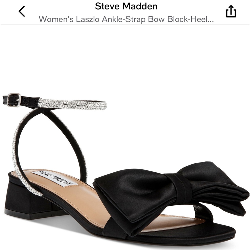 Steve Madden Black Bow Ankle-Strap Sandals